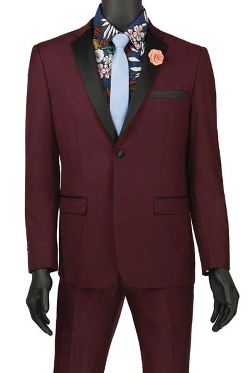 Mens Ultra Slim Fit Tuxedo in Burgundy