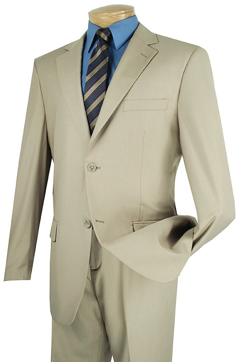 Mens Basic 2 Button Modern Fit Suit in Light Beige