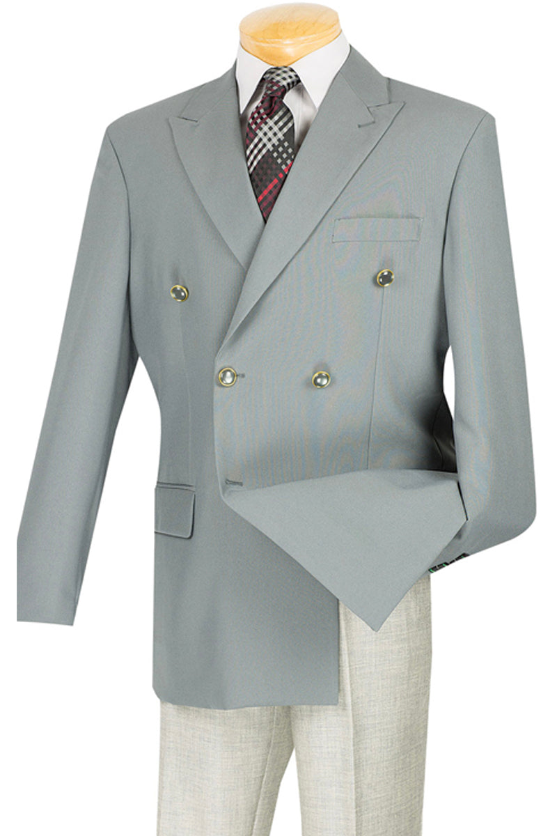 Mens Double Breasted Poplin Dress Blazer in Grey