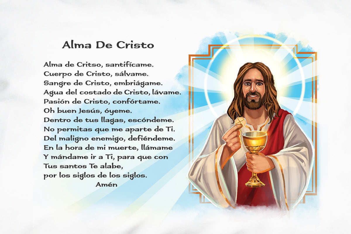 Catholic Prayers In Spanish Alma De Cristo Prayer Pillowcase Prayer