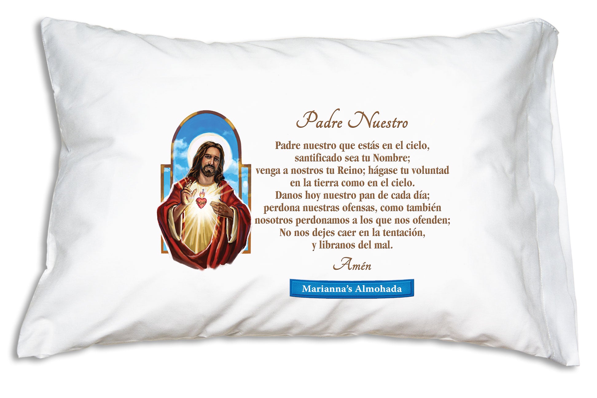 (The Our Father) Spanish Prayer Pillowcase - Sagrado Corazón Pillowcase  Designs – Prayer Pillowcases