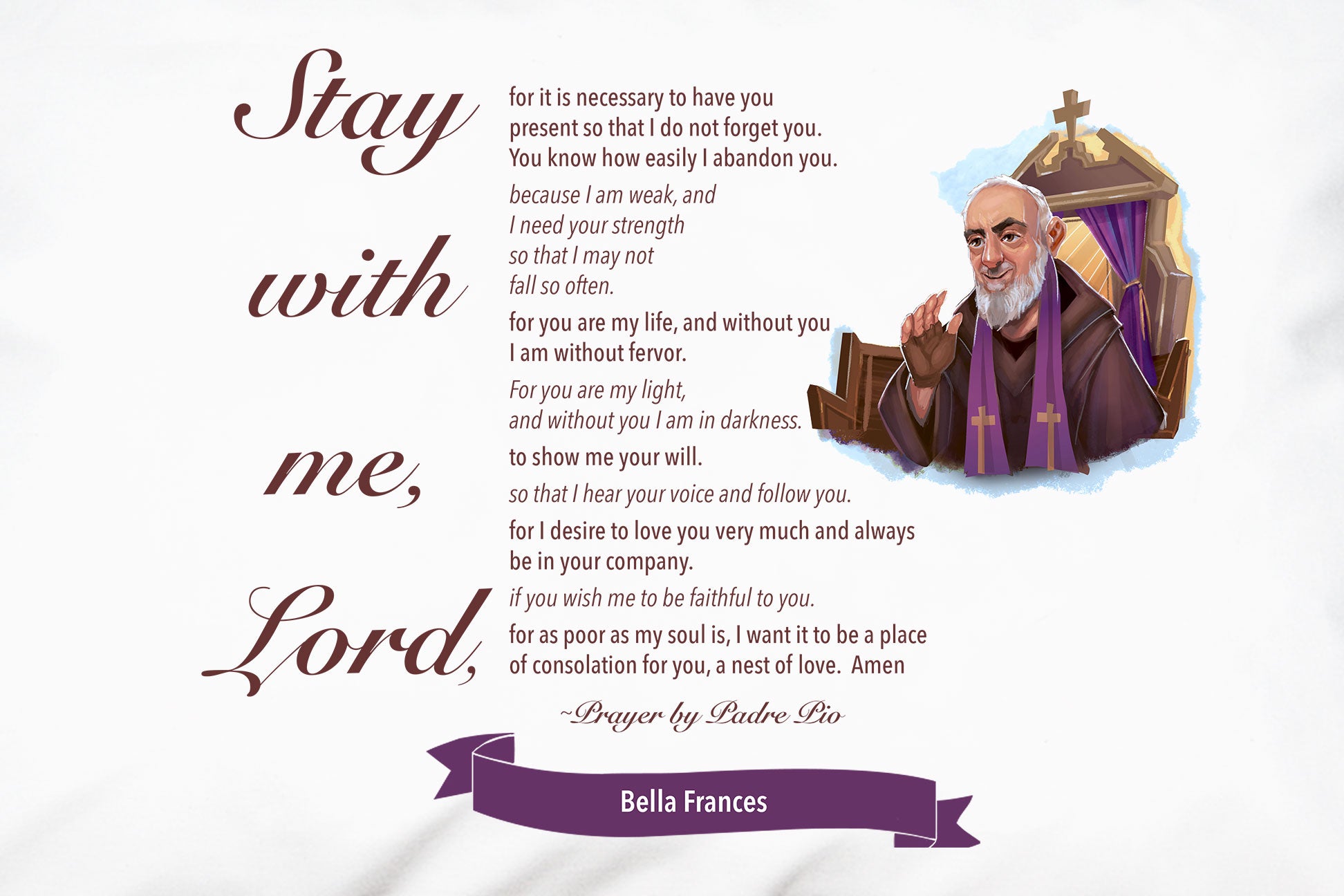 Padre Pio Prayer| Catholic Devotions | Prayer Pillowcases