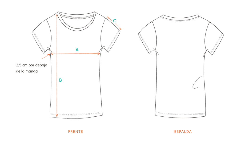 Guía de tallas - Camiseta Entallada - The Misia Project