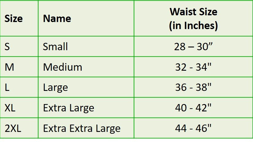 Zorbies Washable Incontinence Underwear Men's Size Chart