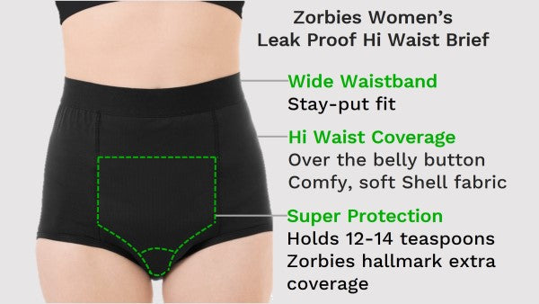 infographic - women's super absorbent bladder leak underwear hi waist panties