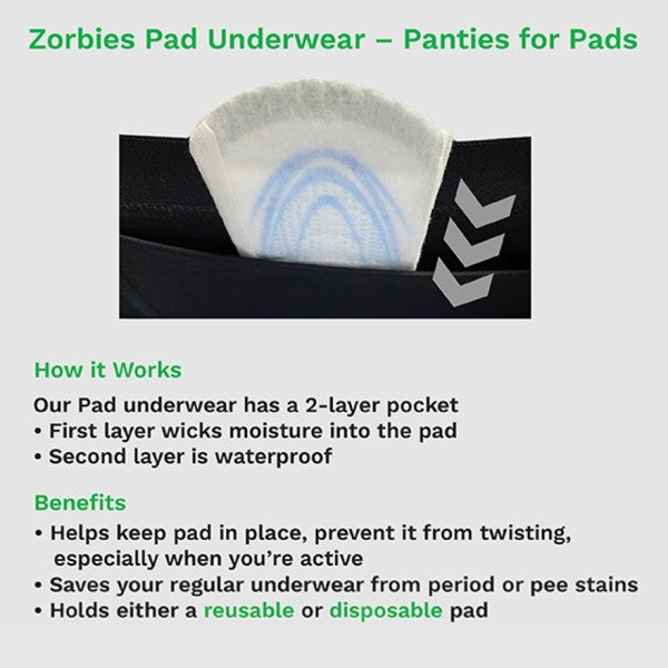 zorbies pad panties - key product features and benefits