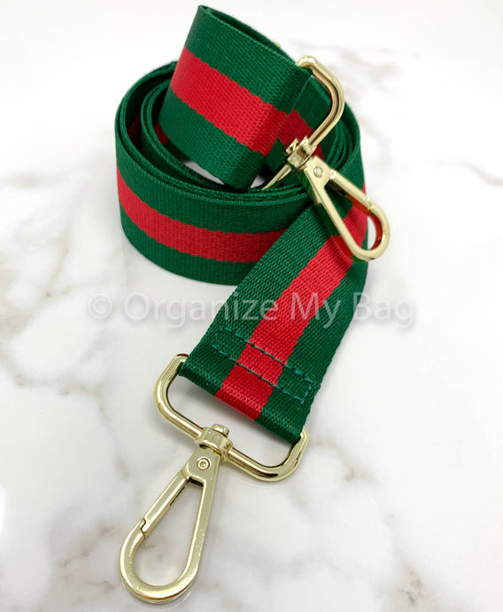 Red and Green Adjustable Web Guitar Strap