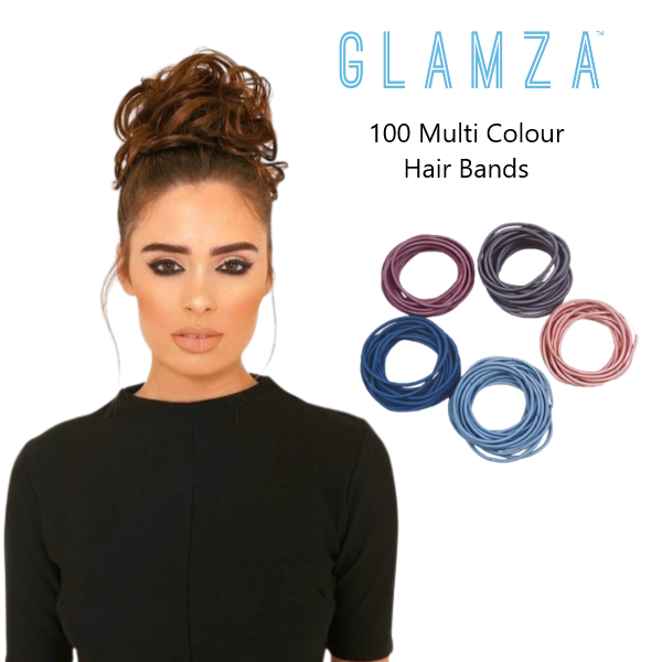 100 Elasticated Hair Bands - Multi Coloured 0