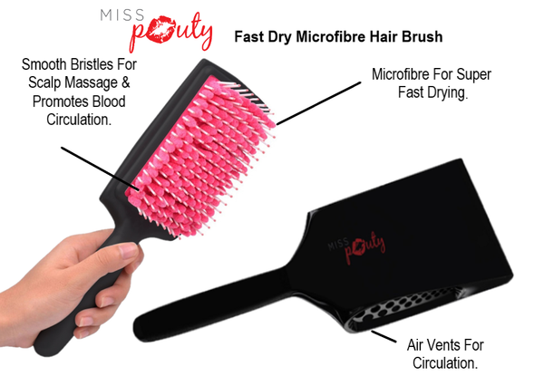 Miss Pouty Large Microfibre Quick Dry Hair Brush 0