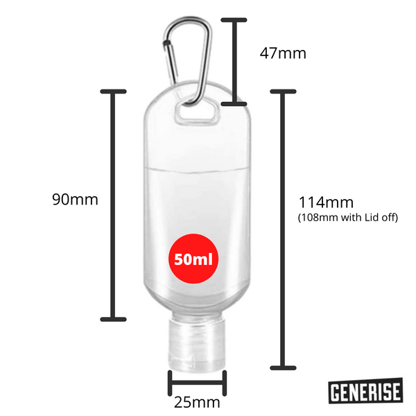 Generise 50ml Empty Bottle and Flip Lid Keyring With Hook 2