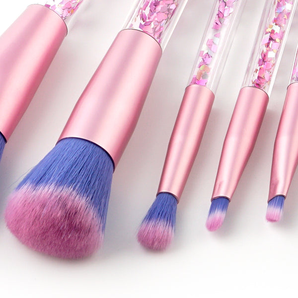 7pc Unicorn Glitter Make Up Brushes - Pink Glitter 4