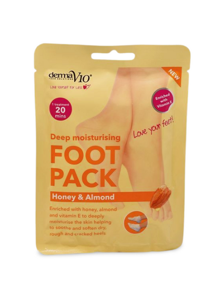 Derma V10 Deep Moisturising Foot Pack - Honey & Almond Foot Masks 0
