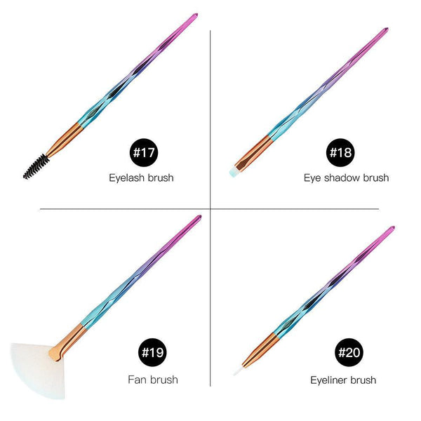 20pc Diamond Make Up Brush Sets - 2 Colour Choices 7