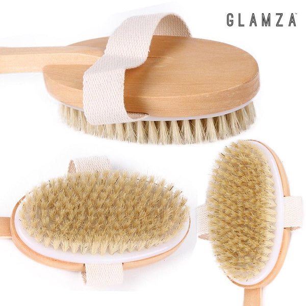 Glamza Pro Long Handle Dry Skin Body Brush 1