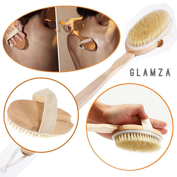 Glamza Pro Long Handle Dry Skin Body Brush 6