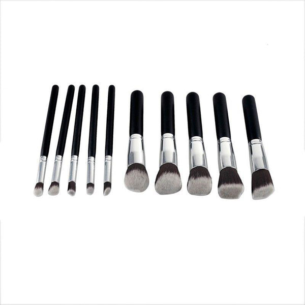 Glamza 10PC Black Silver Makeup Brushes Set 4