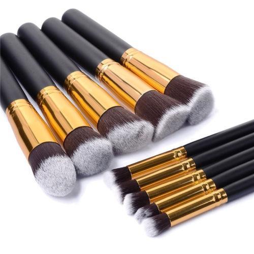 Glamza 10pc Black Gold Makeup Brushes Set 0