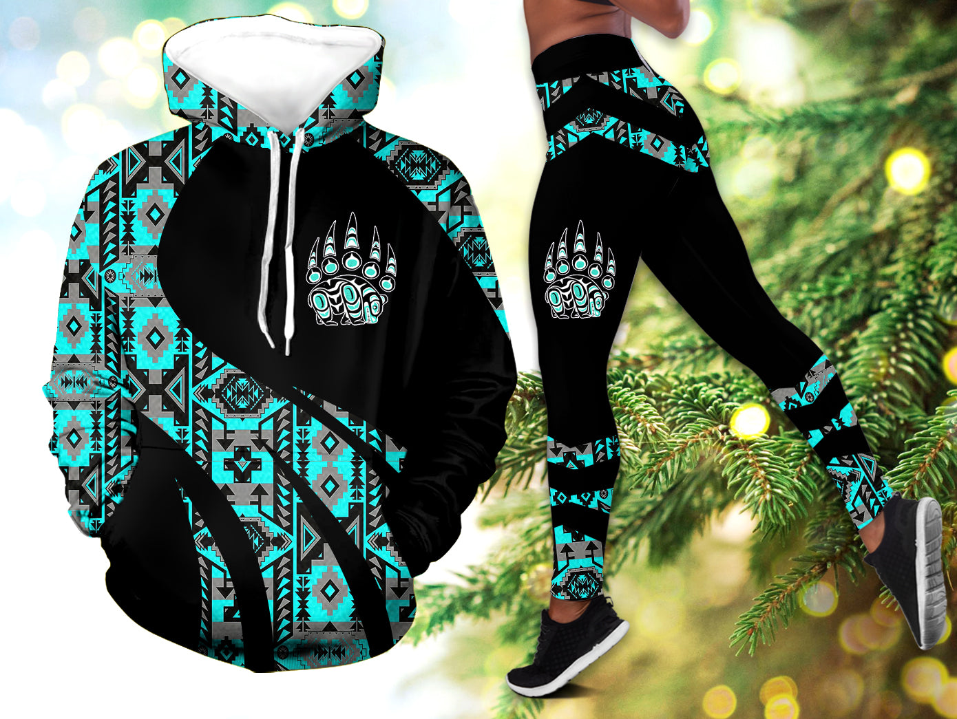 HLS001106 Pattern  Native 3D Hoodie Legging Set