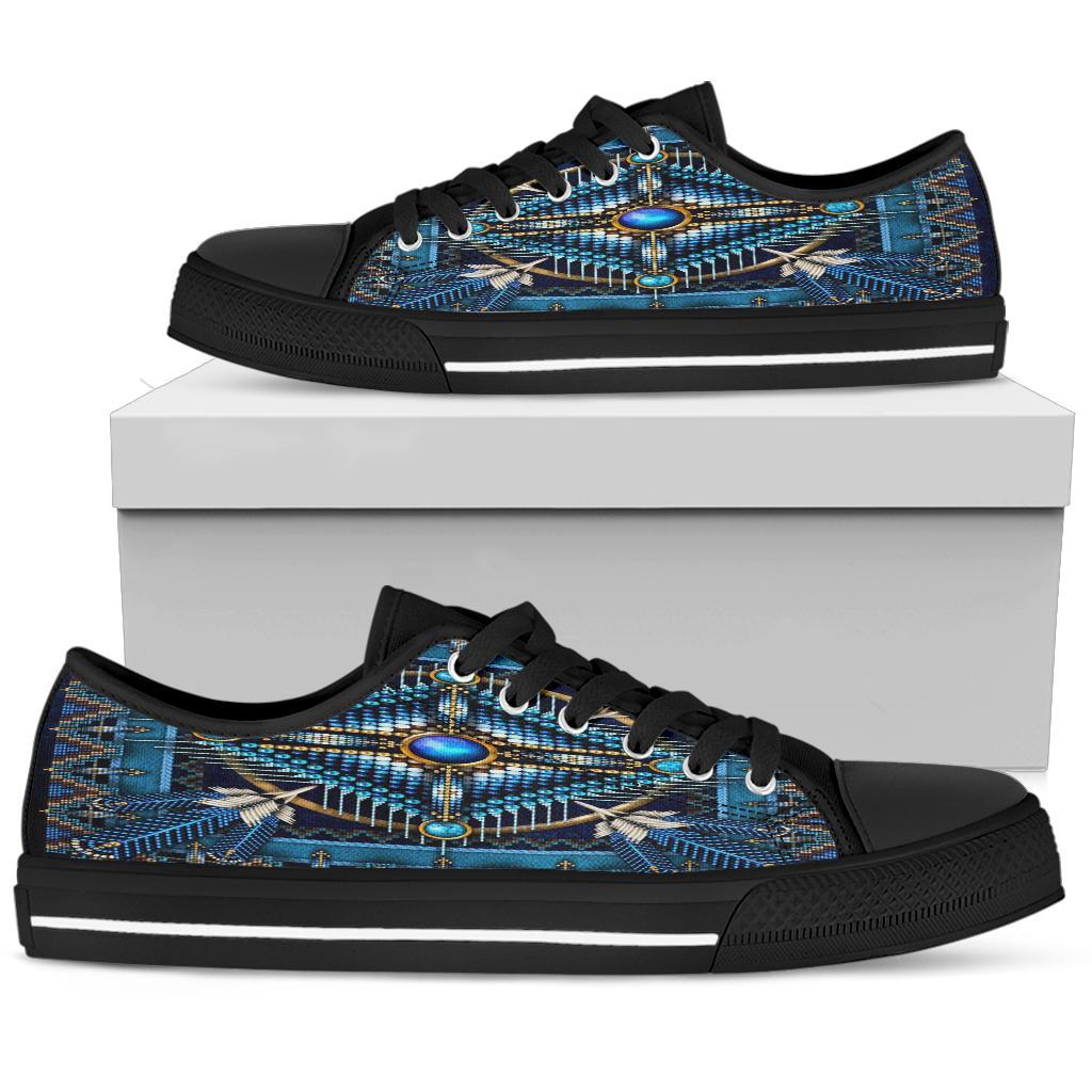 Mandala Blue Native American Design Women's Low Top Canvas Shoe ...