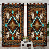 Mandala Brown Native American Living Room Curtain