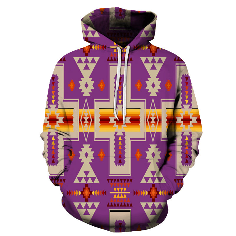 GB-NAT00062-3HOO07 Light Purple Tribe Design Native American All Over ...