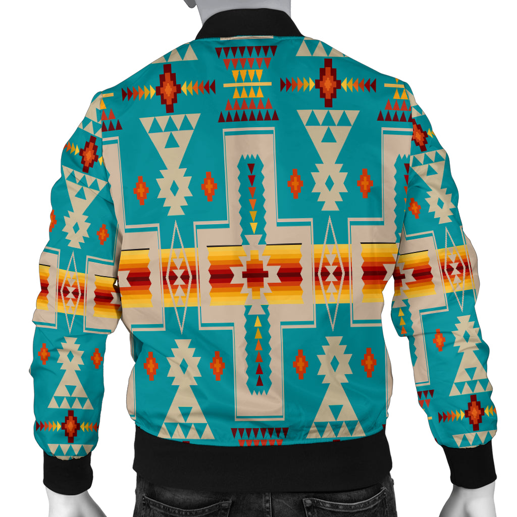 GB-NAT00062-05 Turquoise Tribe Design Native Men's Bomber Jacket ...