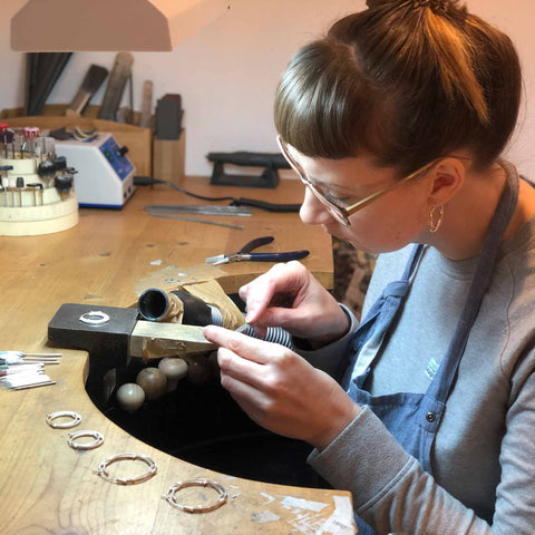 Georgie Orme-Brown working at her jewellery bench