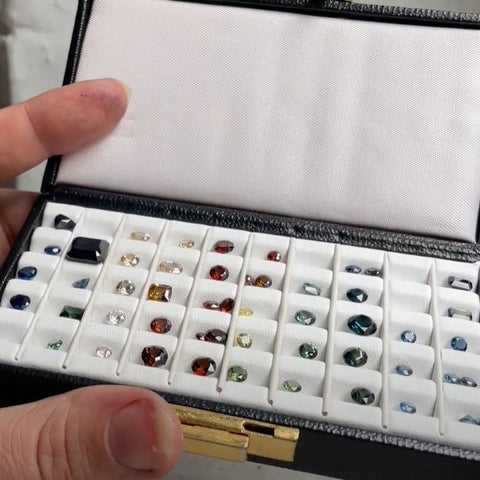Jeweller Clio Saskia showing a selection of gemstones