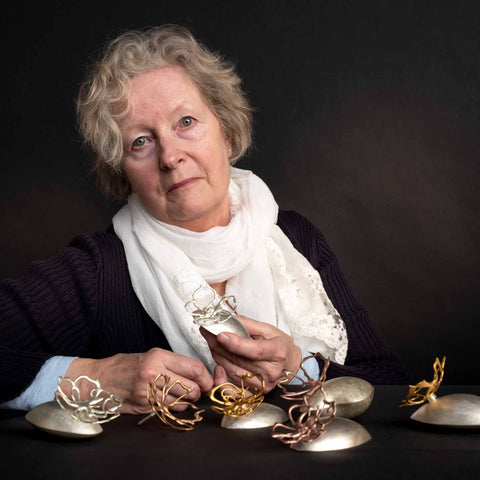 Jeweller and maker Maria Gower with her Scented Metals collection