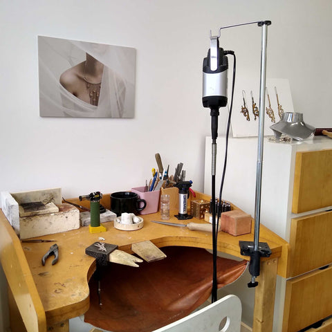 Jeweller Roberta Pederzoli's studio and work bench