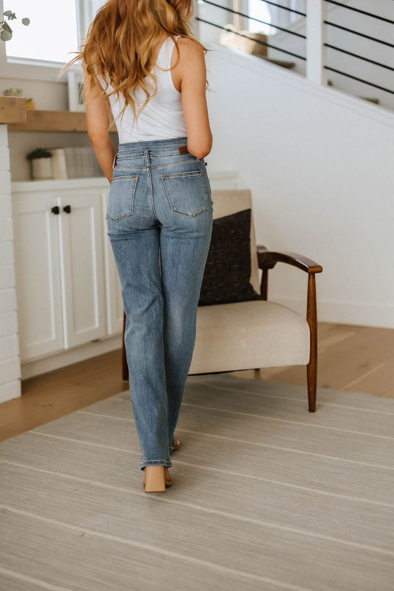 Tandy High Waist Slit Hem Straight Jeans - Judy Blue