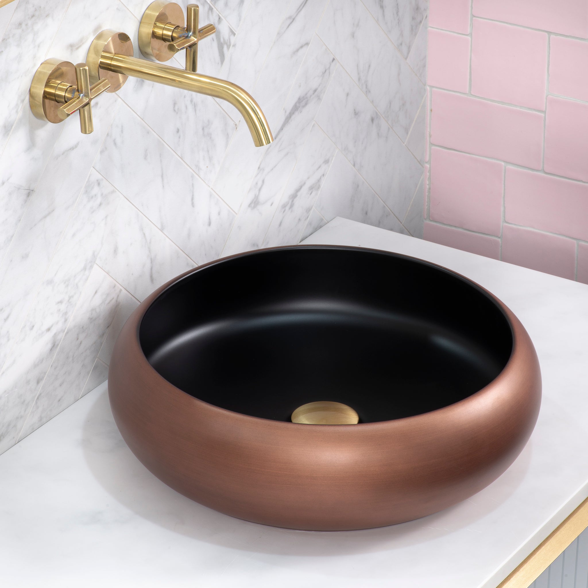 Disco Plus 415mm Above-Counter Basin, Matte Copper and Black