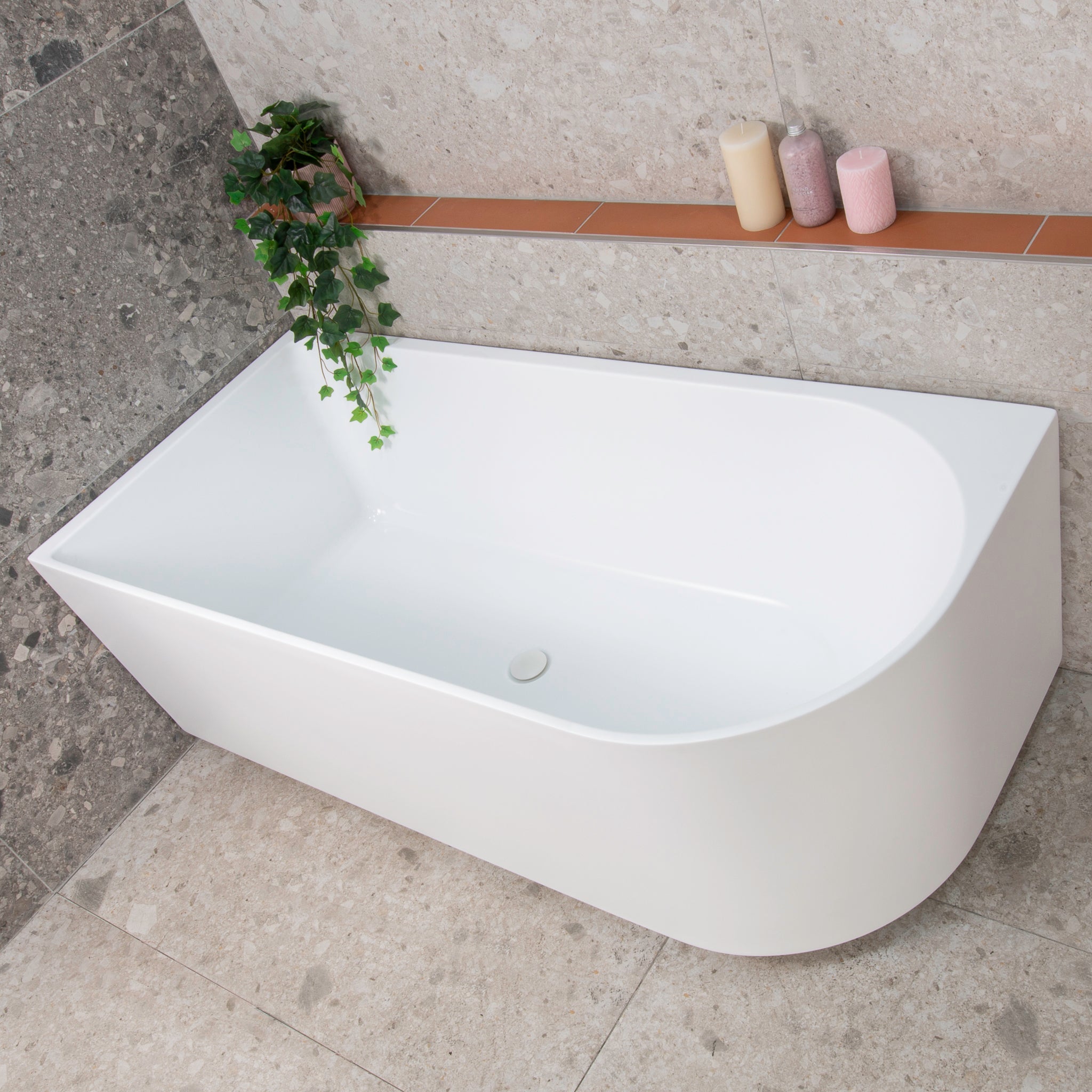 Arco 1600mm Left Corner Freestanding Bath, Matte White