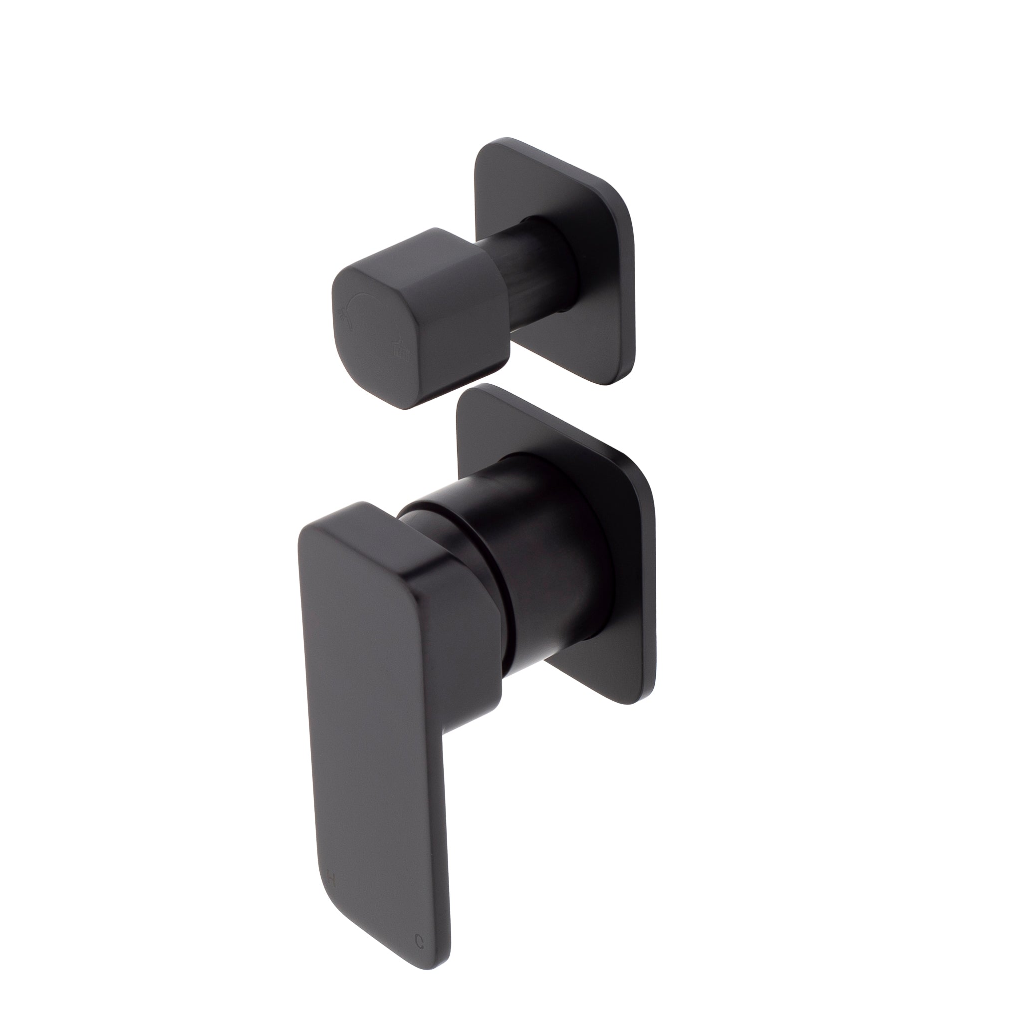 Kiki Shower/ Bath Wall Mixer with Diverter and Square Plates, Matte Black