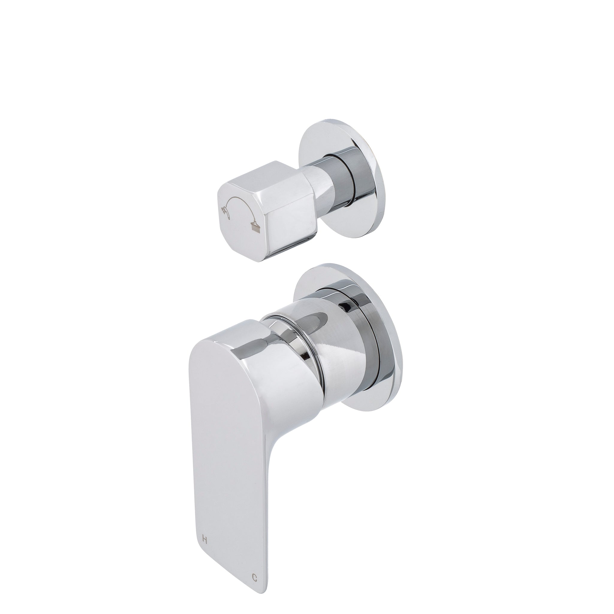 Jena Shower/ Bath Wall Mixer with Diverter and Round Plates, Polished Chrome