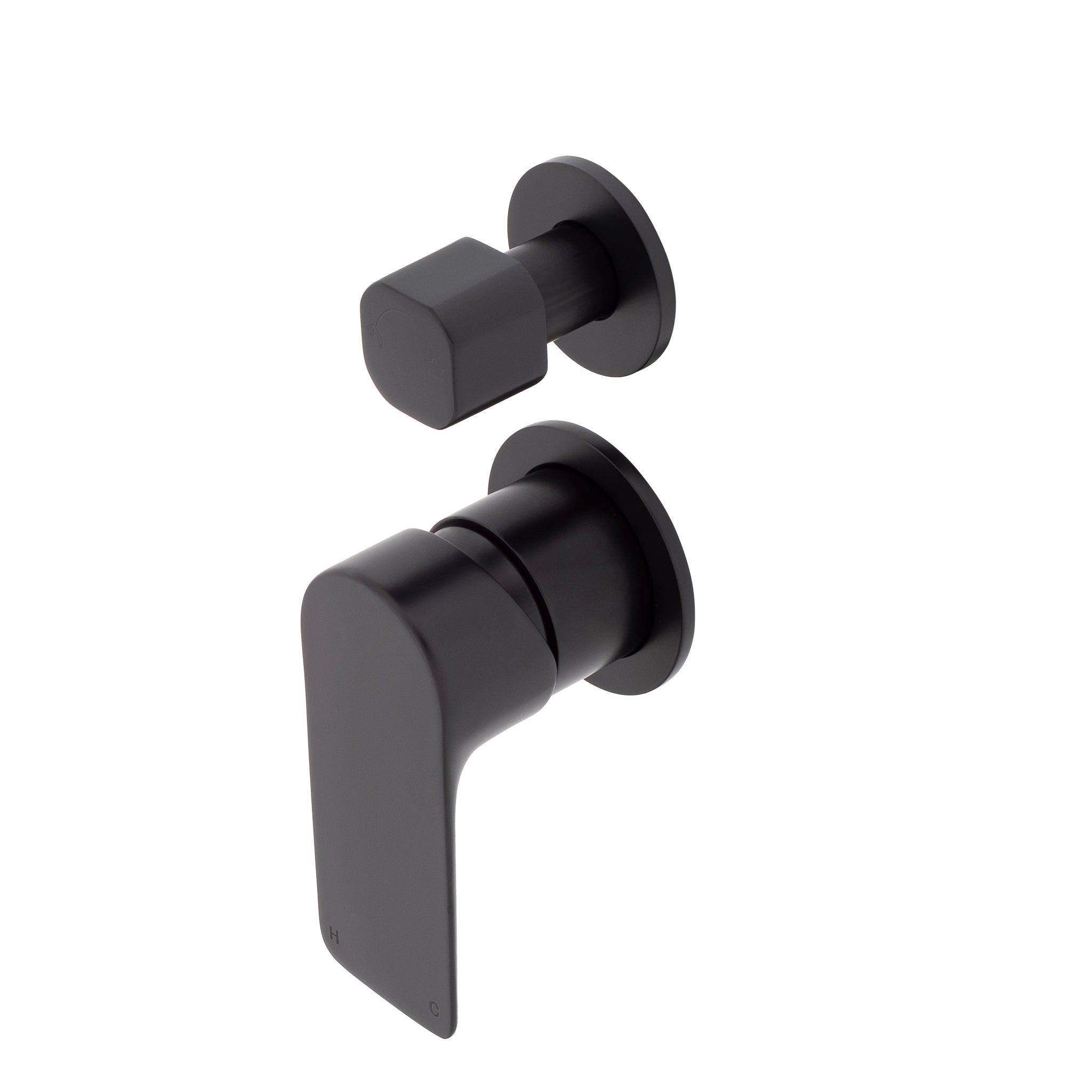 Jena Shower/ Bath Wall Mixer with Diverter and Round Plates, Matte Black