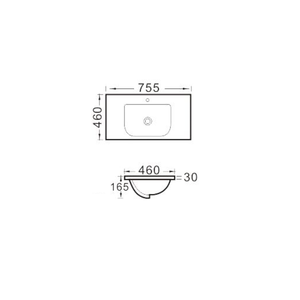 Kaku 750mm Vanity Top with 1 Tap Hole, Matte White