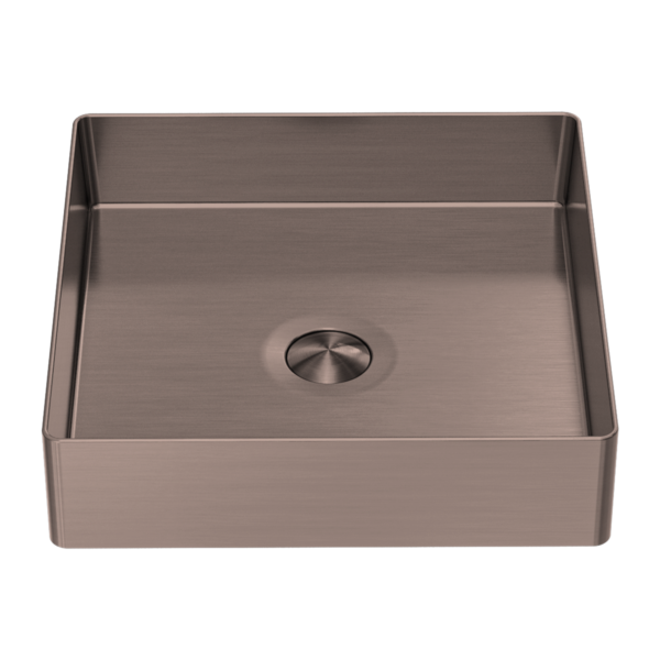 Nero 400mm Square Stainless Steel Basin | Brushed Bronze |