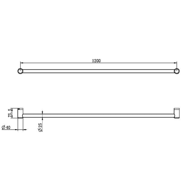 Nero Mecca Care 25mm Grab Rail 1200mm | Chrome |