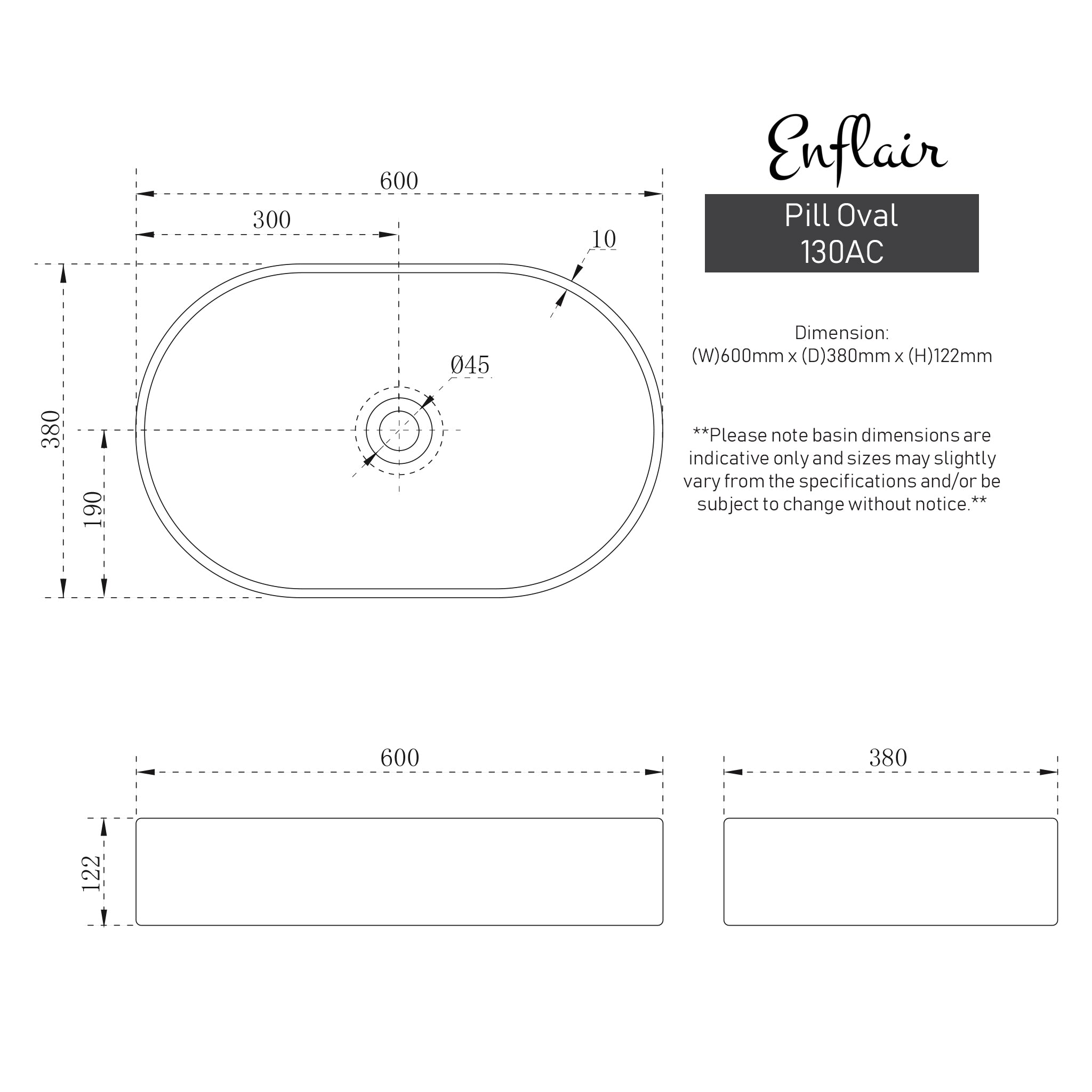 Pill Oval 600mm x 380mm Above-Counter Basin, Matte Terrazzo Speckle