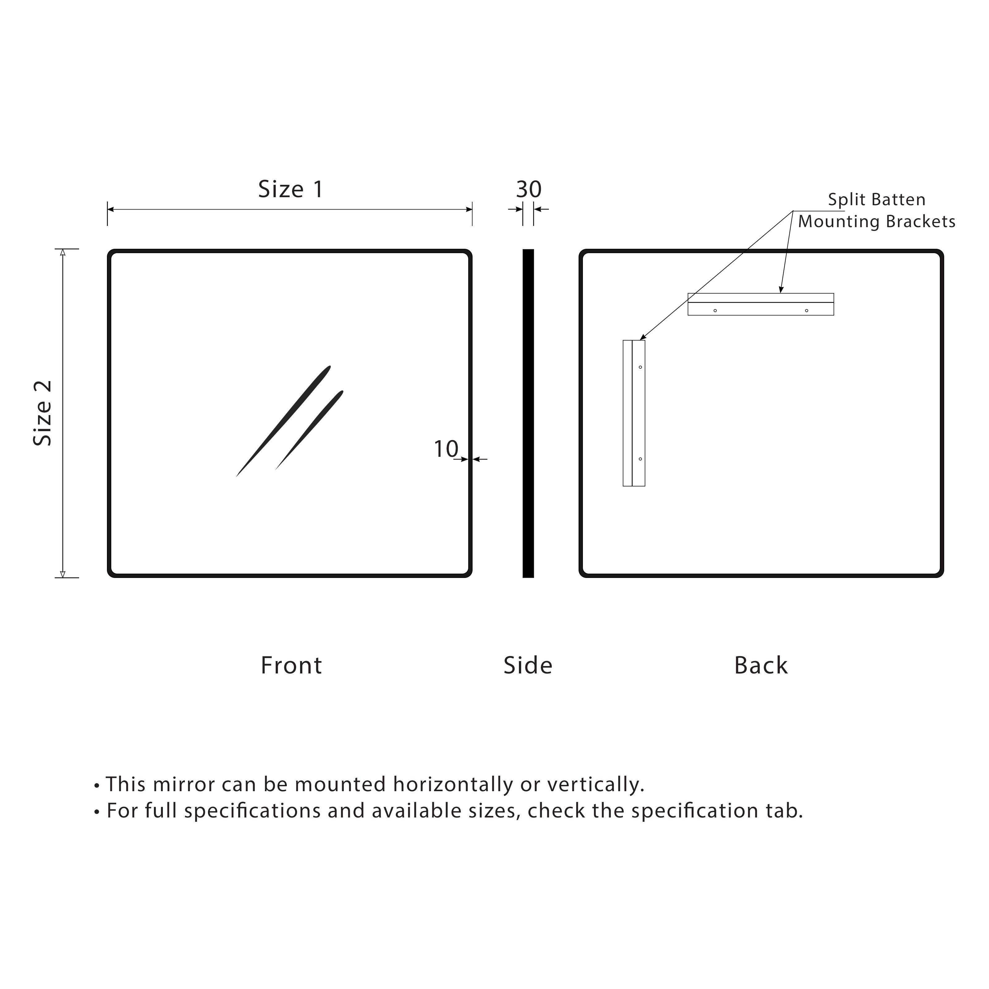 Retti Rectangular 450mm x 750mm Mirror with Matte Black Frame