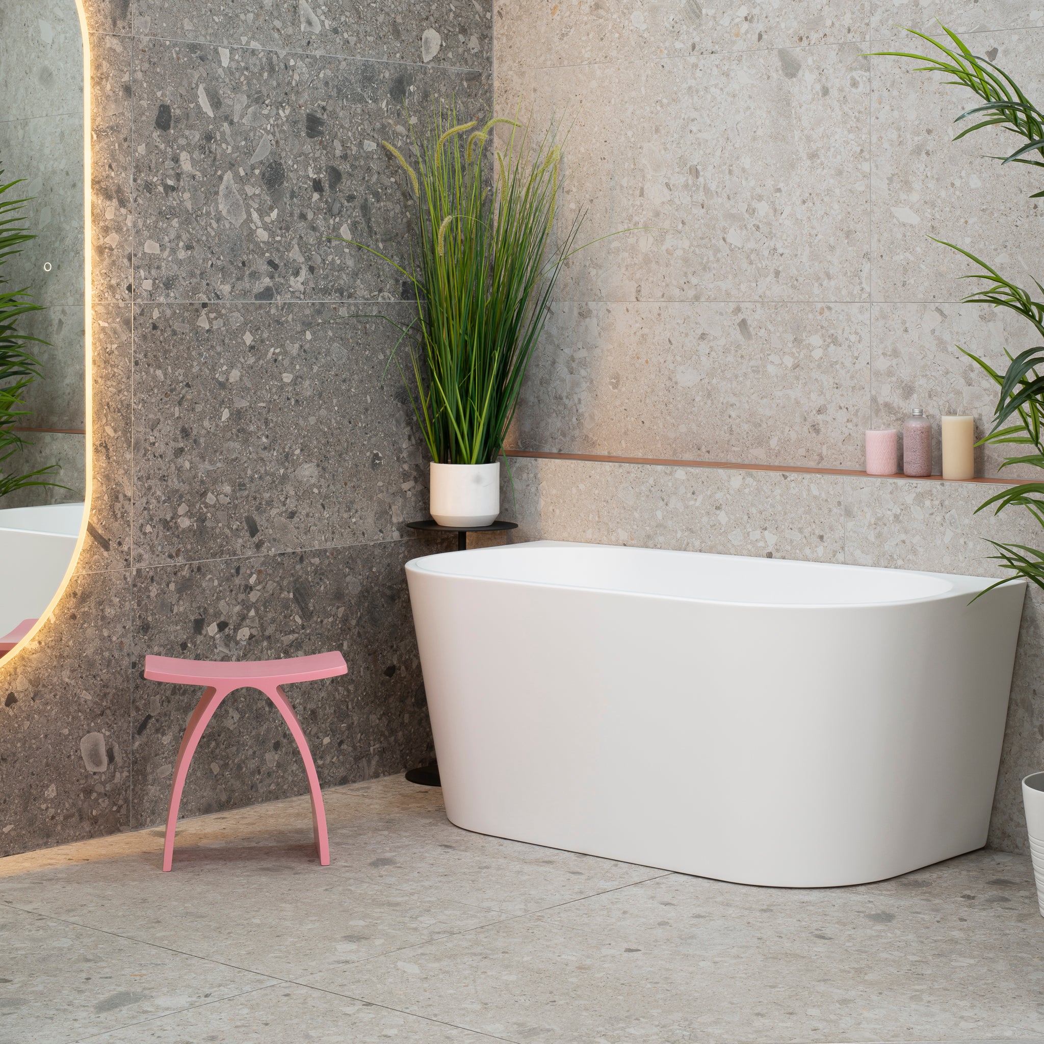 Avalon II 1400mm Back to Wall Freestanding Bath, Matte White