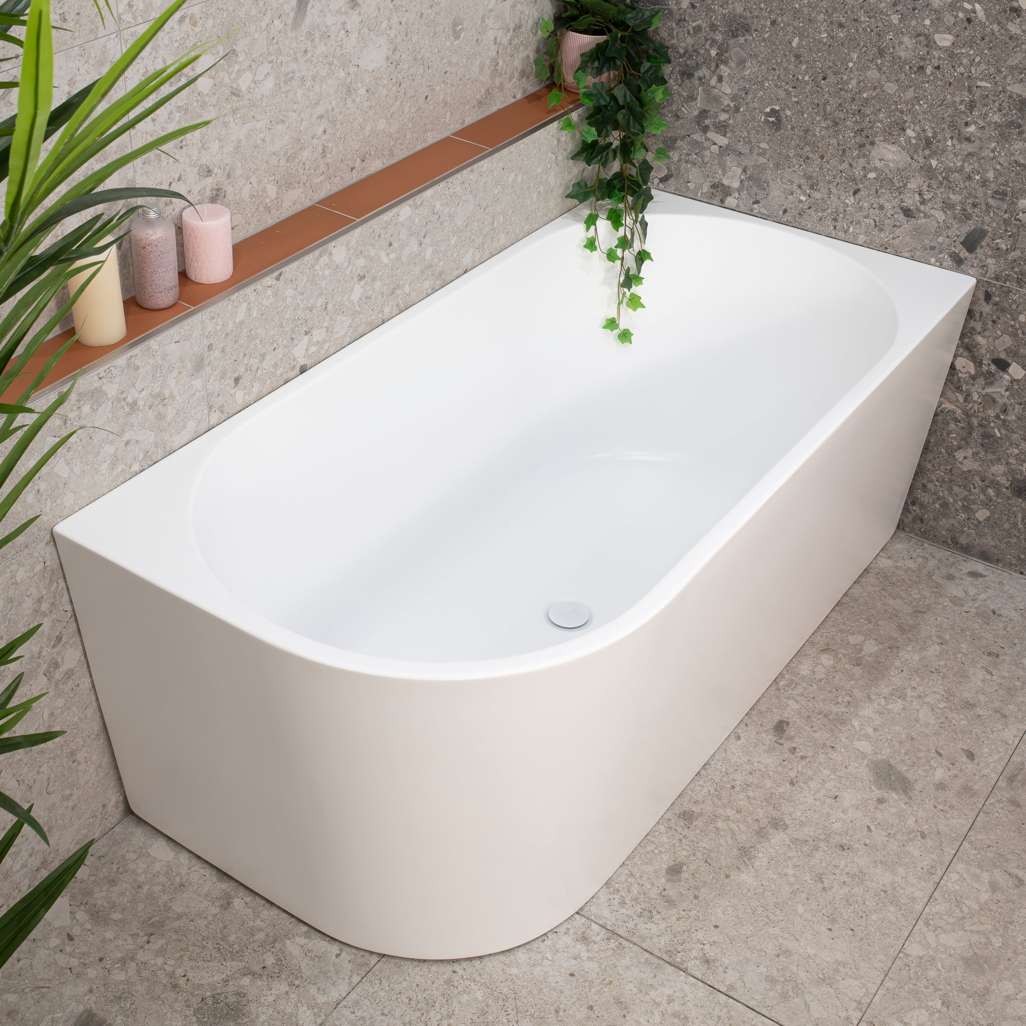 Avalon II 1500mm Right Corner Freestanding Bath, Matte White