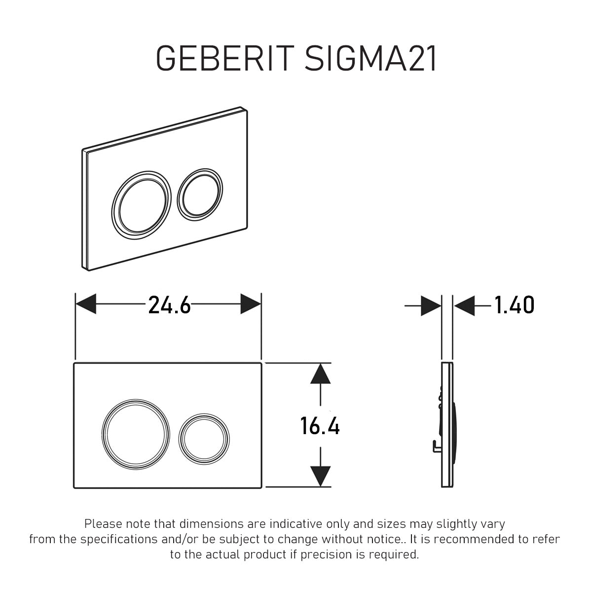 Geberit Sigma21 Dual Flush Button & Access Plate, Black with Black Chrome Trim Design