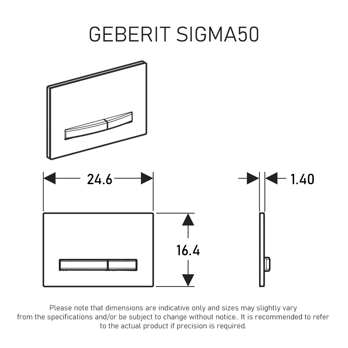 Geberit Sigma50 Dual Flush Button and Access Plate, Smoked Reflective