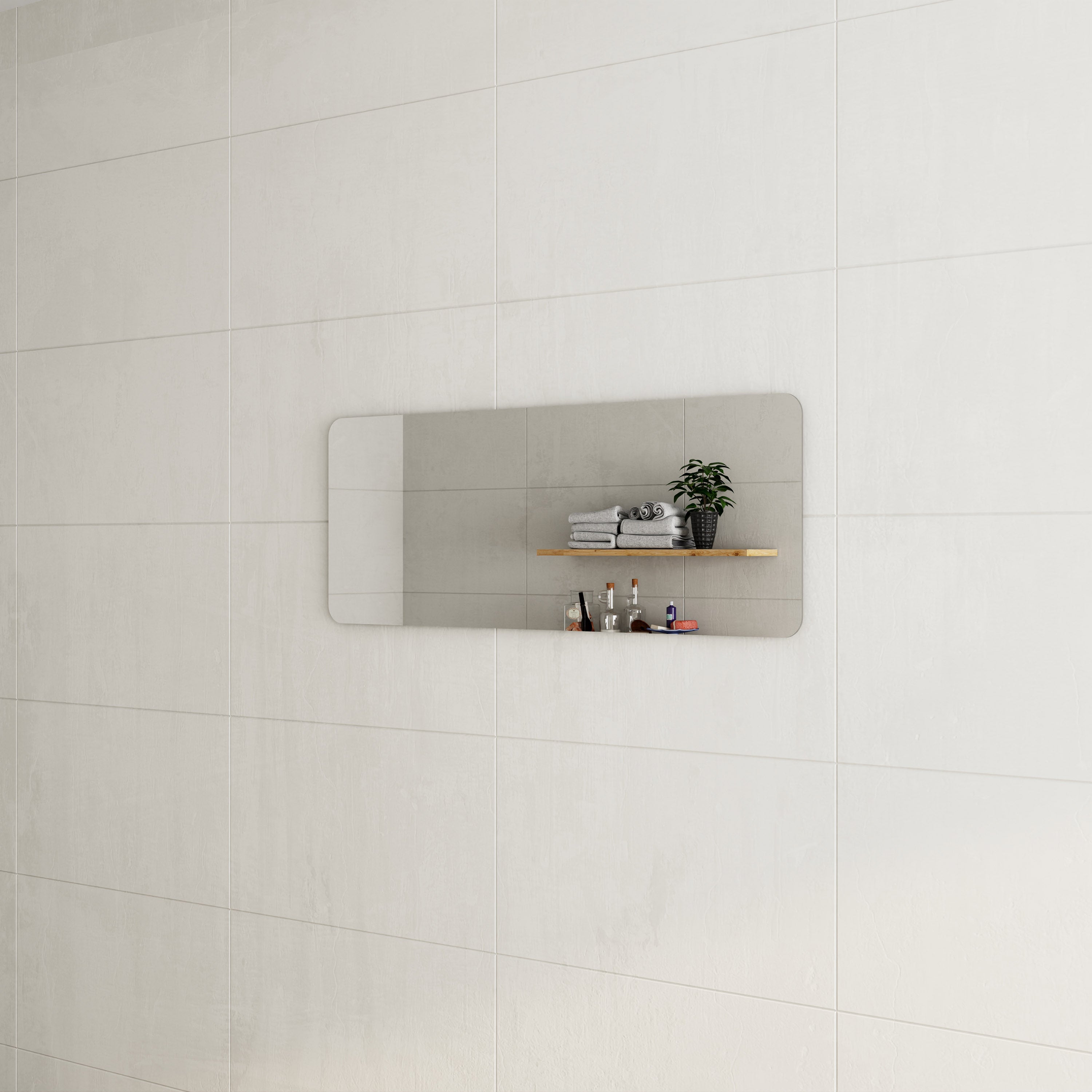 Retti Rectangular 450mm x 1200mm Frameless Mirror with Polished Edge and Rounded Corners