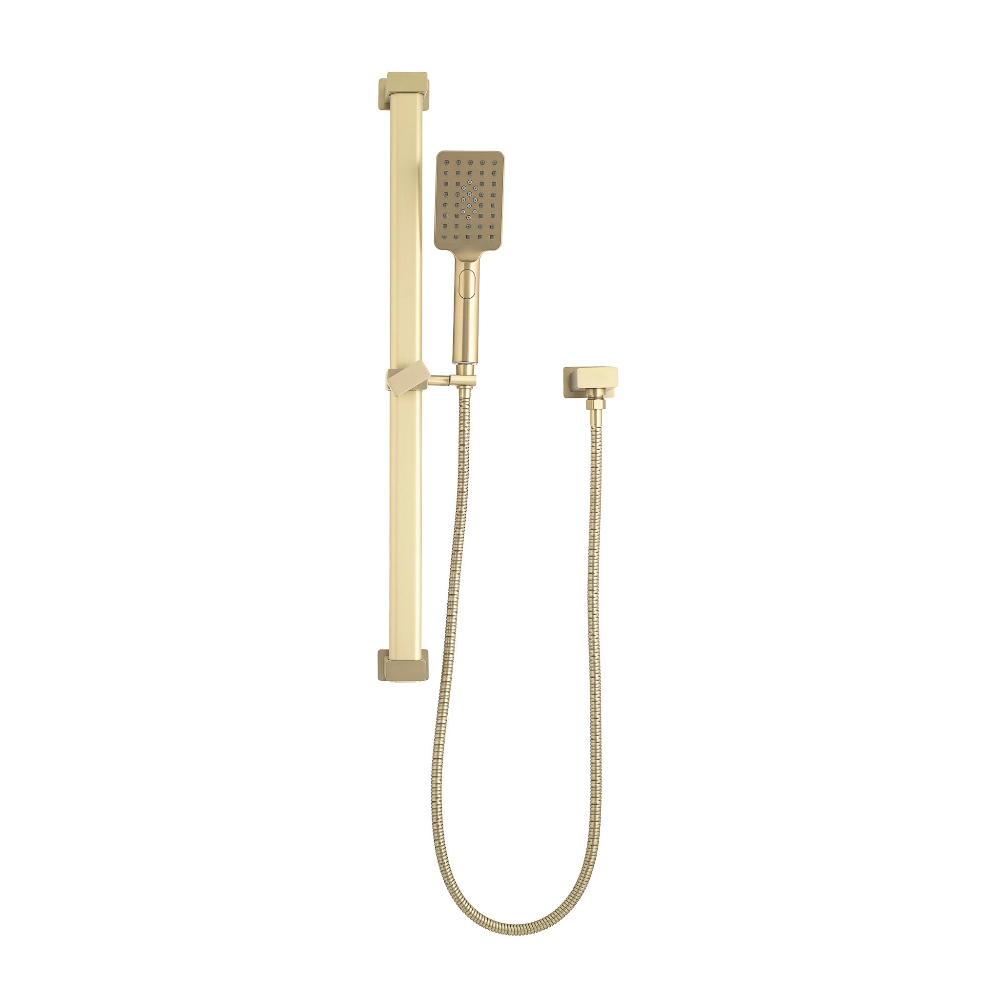 Retto Square 3-Function Hand Shower on Rail, Brushed Brass