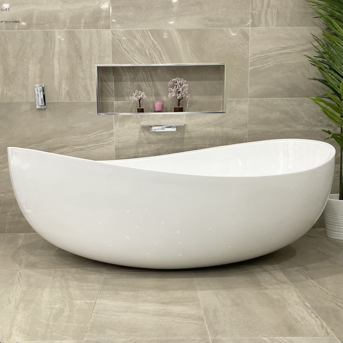 Wave Oval 1800mm Wide Freestanding Bath, Gloss White