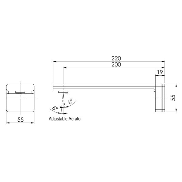 Phoenix Alia Wall Basin / Bath Outlet 200mm | Chrome |