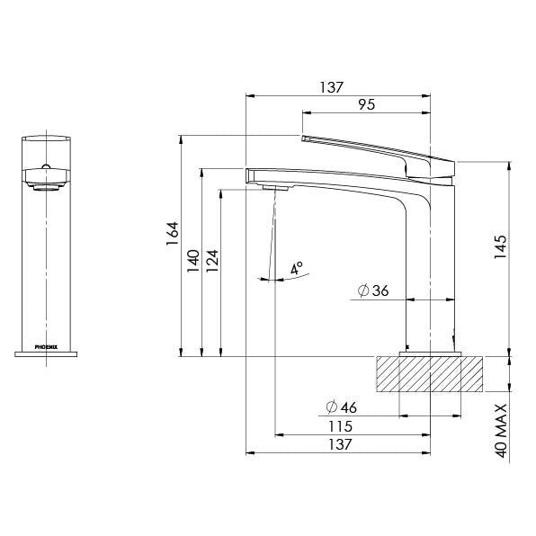 Phoenix Mekko Basin Mixer | Brushed Nickel |